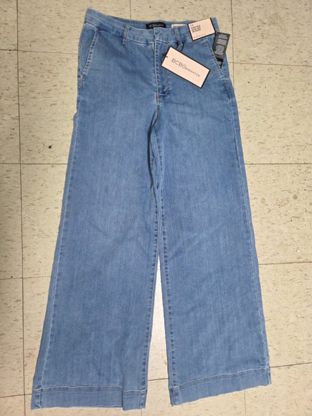BCBGeneration Jeans Womens 9/29 Blue High Rise Wide Leg Oversized Hem Denim NWT